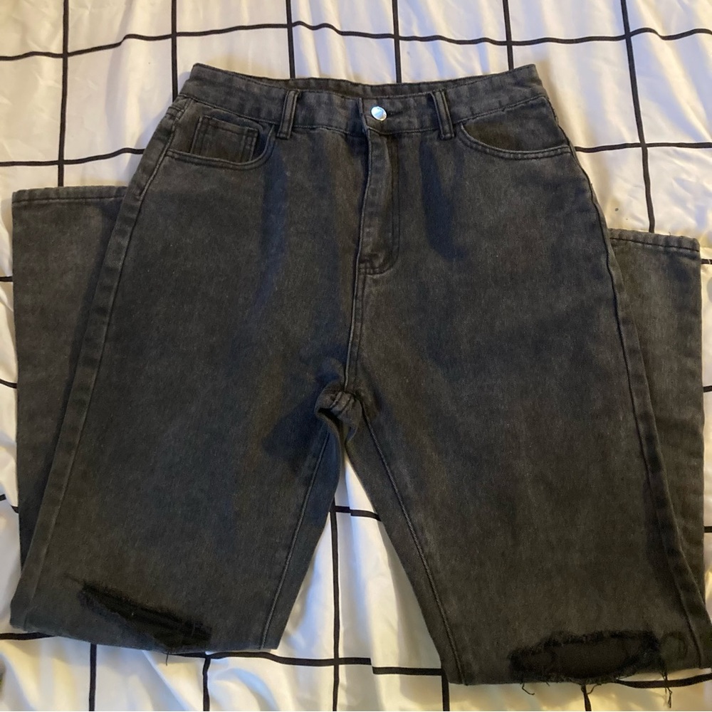 Shein black high waisted ripped jeans. Size large